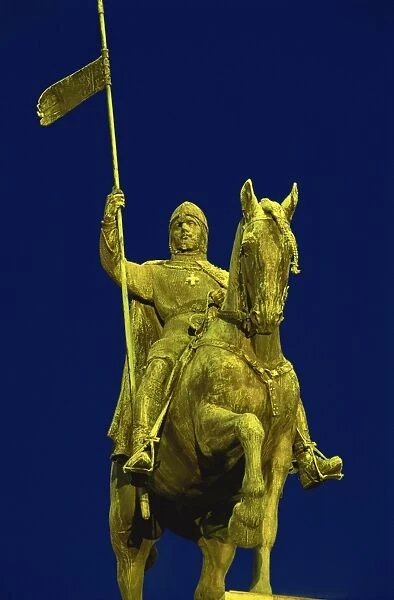 The statue of St. Wenceslas on horseback in the New Town of Prague, Czech Republic
