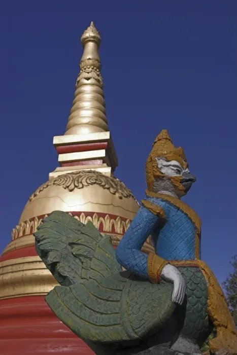 Framed Print : Statue and stupa, Wat In, named after the Hindu God Indra, Kengtung (Kyaing Tong) Framed Print : Statue and stupa, Wat In, named after the Hindu God Indra, Kengtung (Kyaing Tong)
