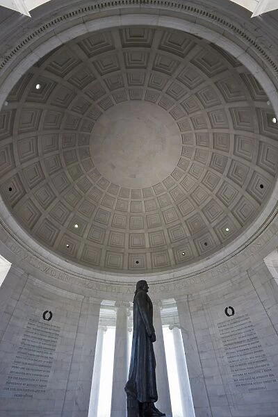 Statue of Thomas Jefferson and the inside of the dome of the Jefferson Memorial