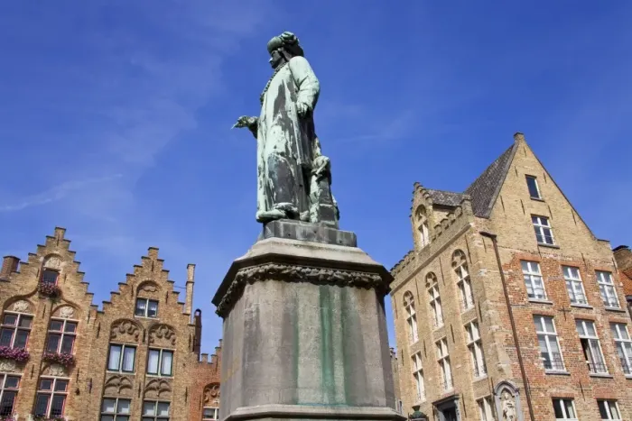 Framed Print : Statue of Van Eyck, Bruges, West Flanders, Belgium, Europe Framed Print : Statue of Van Eyck, Bruges, West Flanders, Belgium, Europe