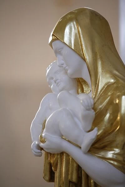 Statue of the Virgin and Child in Am Steinhof church, Vienna, Austria, Europe