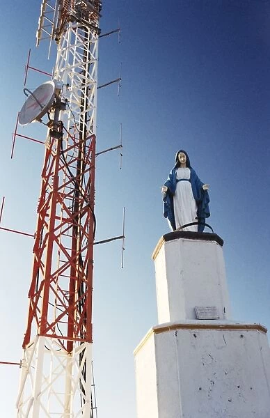 Statue of the Virgin Mary and communications tower, Vicuna, Elqui Valley