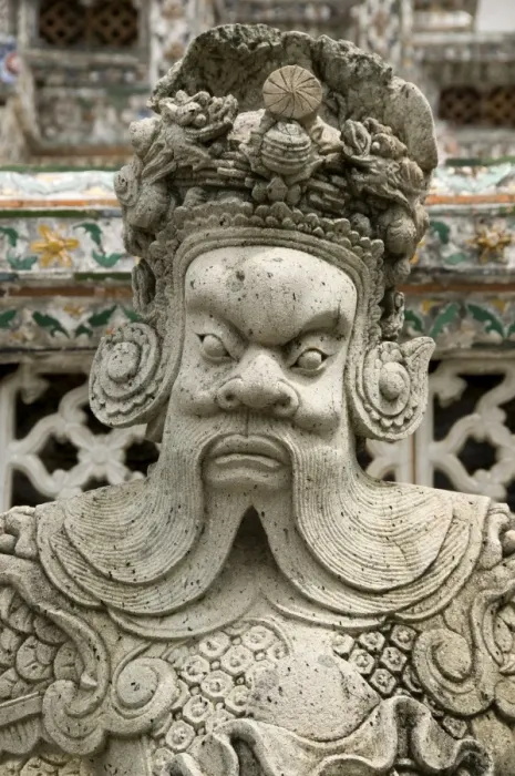 Framed Print : Detail of statue at Wat Arun (Temple of the Dawn), Bangkok, Thailand, Southeast Asia, Asia