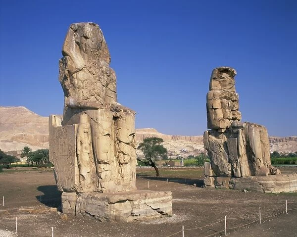 Statues of Amenhotep or Amenophis III known as the Colossi of Memnon at Thebes