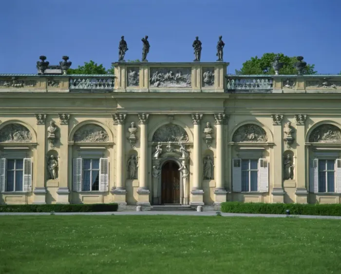 Framed Print : Statues and decorative facade of the Wilanow Palace dating from 1696 Framed Print : Statues and decorative facade of the Wilanow Palace dating from 1696