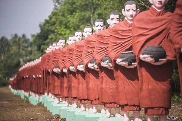 Statues of disciples of Arahant, perfected people who have attained Nirvana, Mawlamyine