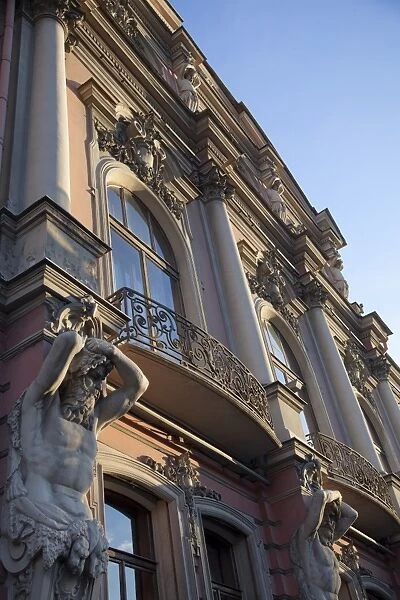 Statues on the facade of the Beloselskiy Palace on Nevskiy Prospekt, St. Petersburg, Russia, Europe
