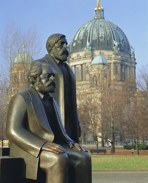 Statues of Marx and Engels and the Berlin Cathedral (Dom)