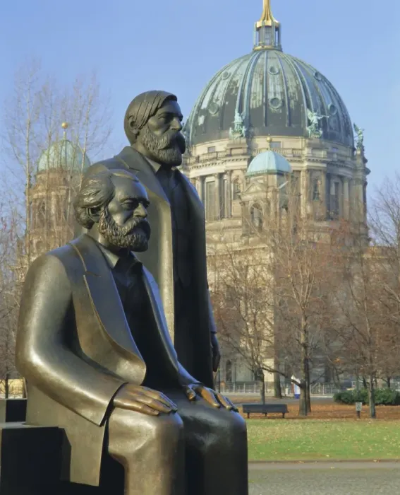 Framed Print : Statues of Marx and Engels and the Berlin Cathedral (Dom) Framed Print : Statues of Marx and Engels and the Berlin Cathedral (Dom)