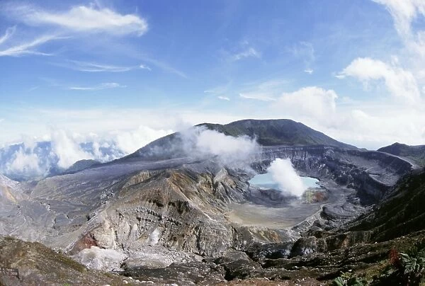 Steam plume from active vent beside crater lake, Volcan Poas, Cordillera Central