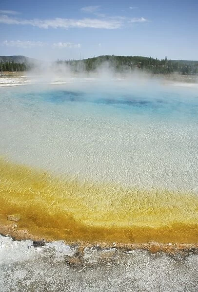 Steam rises from Sapphire Pool, Yellowstone National Park, UNESCO World Heritage Site