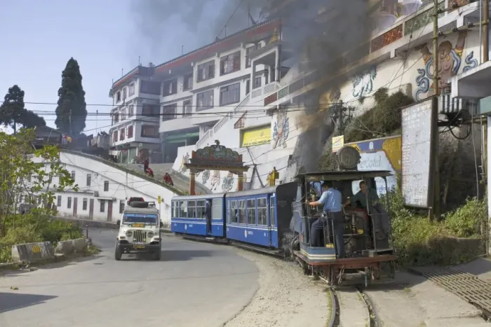 Framed Print : Steam train known as the Toy Train passing in front of Druk Sangak Choling Gompa Framed Print : Steam train known as the Toy Train passing in front of Druk Sangak Choling Gompa