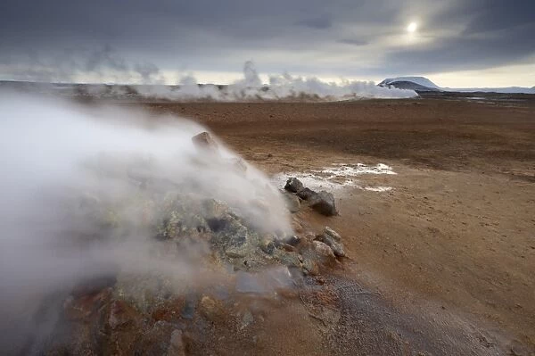 Steam vent at Namaskard geothermal area (Namafjall-Hverarond), Mount Burfell