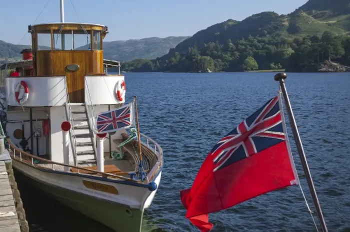 Framed Print : Steamer Raven at Glenridding Pier, Ullswater, Lake District National Park, Cumbria Framed Print : Steamer Raven at Glenridding Pier, Ullswater, Lake District National Park, Cumbria