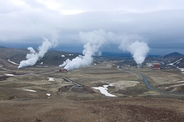 Steaming vents and geothermal power stations, Krafla, Iceland, Polar Regions