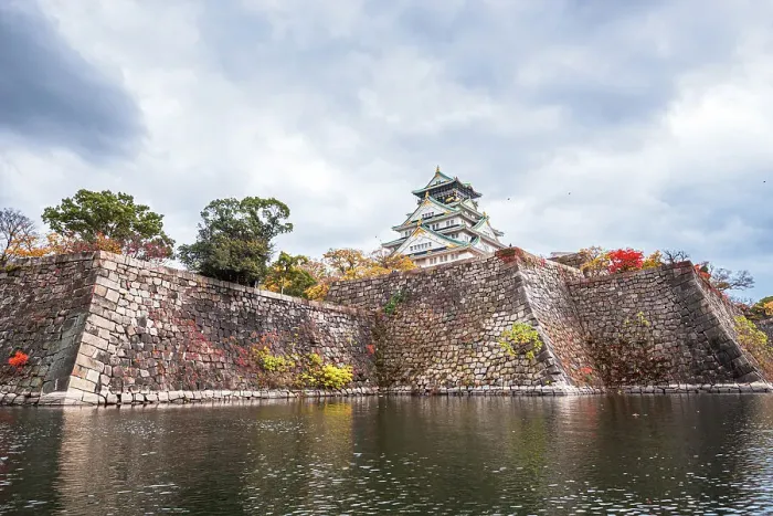Framed Print : Steep castle moat walls and waters with autumnal colors in fall, Osaka, Hoshu, Japan, Asia Framed Print : Steep castle moat walls and waters with autumnal colors in fall, Osaka, Hoshu, Japan, Asia