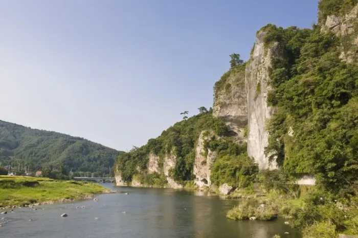 Framed Print : Steep cliffs and river, Oita, Kyushu, Japan, Asia