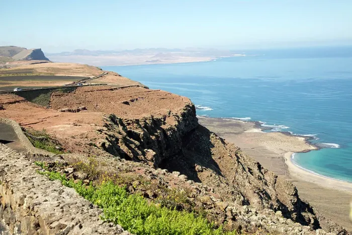 Framed Print : Steep coastal cliffs, Risco de Famara, looking south from the Mirador el Rio, Lanzarote, Canary Islands, Spain, Atlantic, Europe Framed Print : Steep coastal cliffs, Risco de Famara, looking south from the Mirador el Rio, Lanzarote, Canary Islands, Spain, Atlantic, Europe