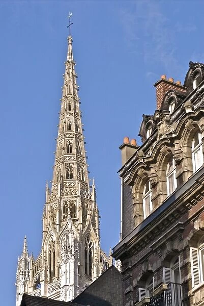 Steeple of the 12th century Notre Dame Cathedral, and houses, Old Town