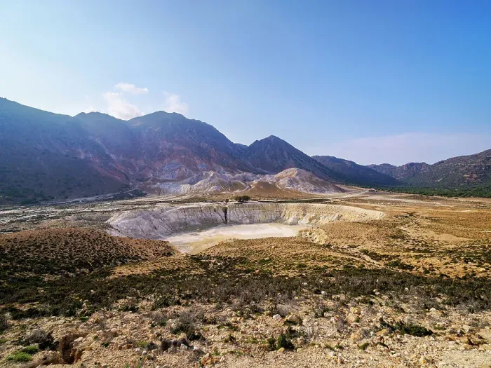 Framed Print : Stefanos Volcano Crater, elevated view, Nisyros Island, Dodecanese, Greek Islands, Greece, Europe