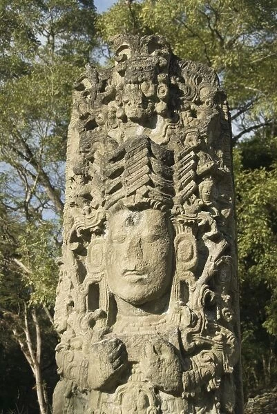 Stela A dating from 731 AD, Copan Archaeological Park, UNESCO World Heritage Site