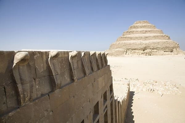 The Step Pyramid of Saqqara, seen from the Cobra entrance, UNESCO World Heritage Site