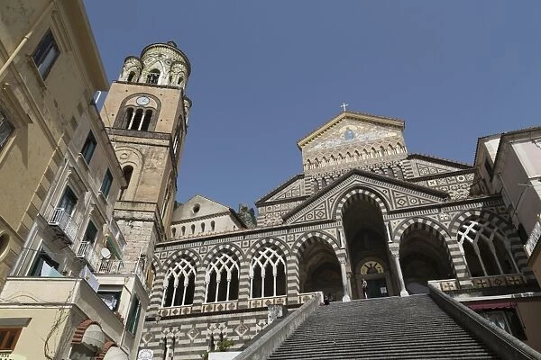 Steps up to the Duomo Cattedrale Sant Andrea in Amalfi, Amalfi Coast (Costiera Amalfitana), UNESCO World Heritage Site, Campania, Italy, Mediterranean, Europe