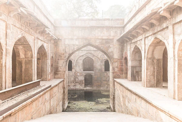 The stepwell at The Red Fort, UNESCO World Heritage Site, Old Delhi, India, Asia