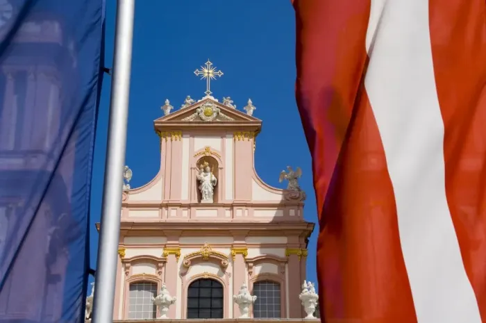 Framed Print : Stift Gottweig with Austrian and E. U. flags, Krems, Wachau, Austria, Europe Framed Print : Stift Gottweig with Austrian and E. U. flags, Krems, Wachau, Austria, Europe
