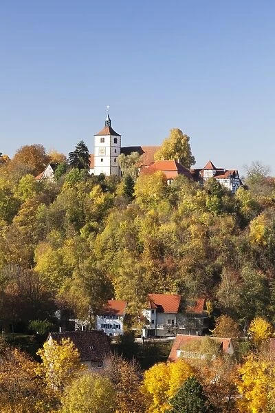 Stockenburg Castle, Martinskirche Church, Vellberg, Hohenlohe Region, Baden Wurttemberg, Germany, Europe