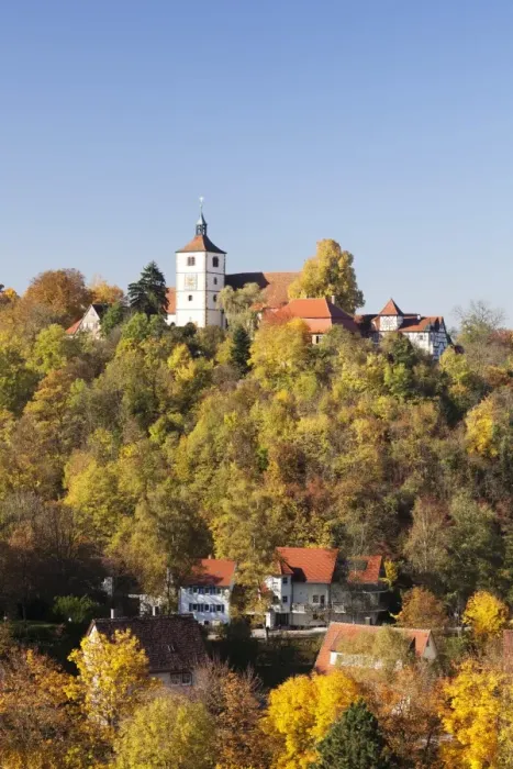 Framed Print : Stockenburg Castle, Martinskirche Church, Vellberg, Hohenlohe Region, Baden Wurttemberg, Germany, Europe