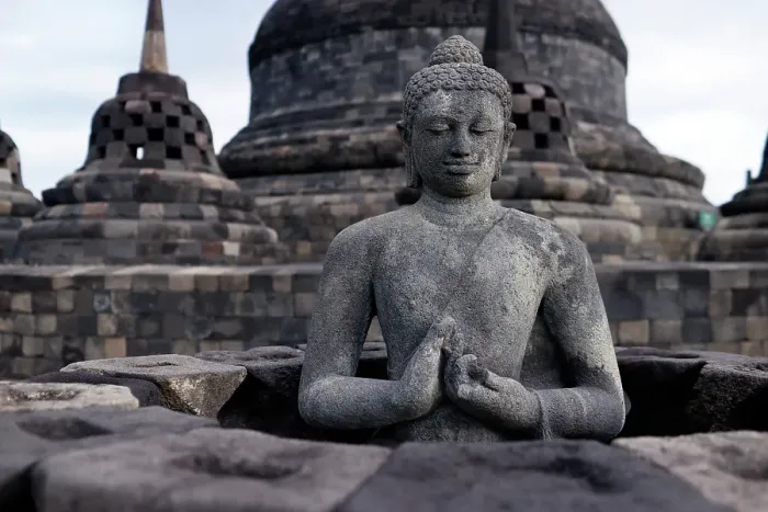 Framed Print : Stone Buddha statue, Borobudur, 9th-century Mahayana Buddhist temple, UNESCO, Java, Indonesia Framed Print : Stone Buddha statue, Borobudur, 9th-century Mahayana Buddhist temple, UNESCO, Java, Indonesia