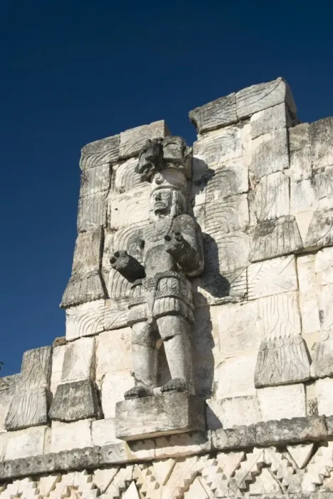 Framed Print : Stone carved Atlantes figures on the back of El Palacio de las Mascarones