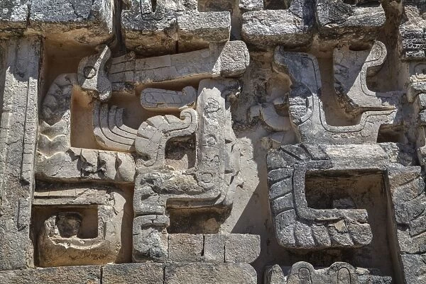Stone carvings, Structure II, Hochob, Mayan archaeological site, Chenes style, Campeche