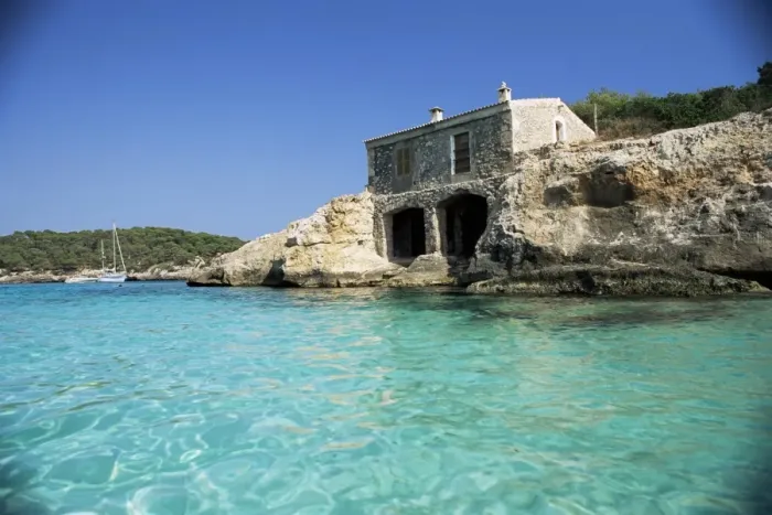 Framed Print : Stone dwelling overlooking bay Framed Print : Stone dwelling overlooking bay