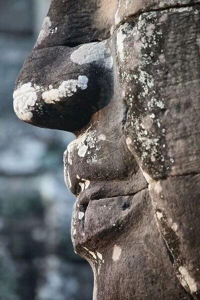 Detail of stone face, which may depict Jayavarman VII as a Bodhisattva
