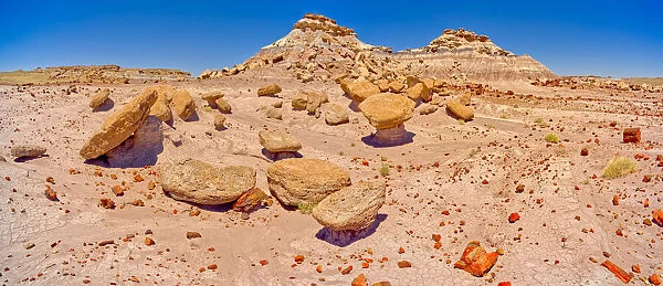 A stone garden of Toadstool rocks on the south end of Keyhole Mesa in Petrified Forest