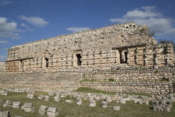 Stone Glyphs in front of the Palace of Masks, Kabah Archaeological Site, Yucatan