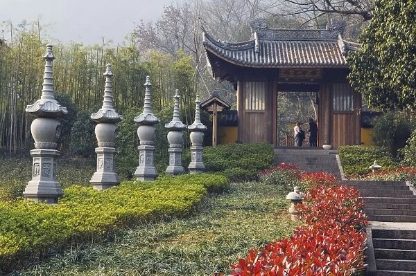 Stone lantern statues at Lingyin Temple Forest Park, Hangzhou, Zhejiang Province