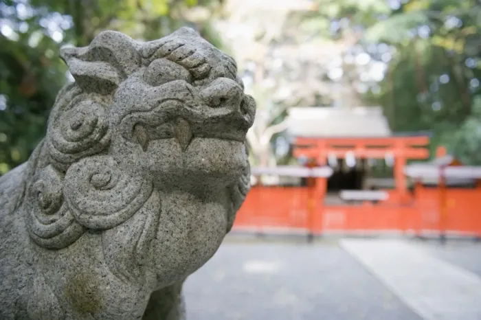 Framed Print : Stone lion statue, Yoshida Shrine, Kyoto, Japan, Asia Framed Print : Stone lion statue, Yoshida Shrine, Kyoto, Japan, Asia