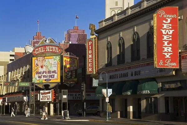 Stores and casinos on Second Street in Reno, Nevada, United States of America