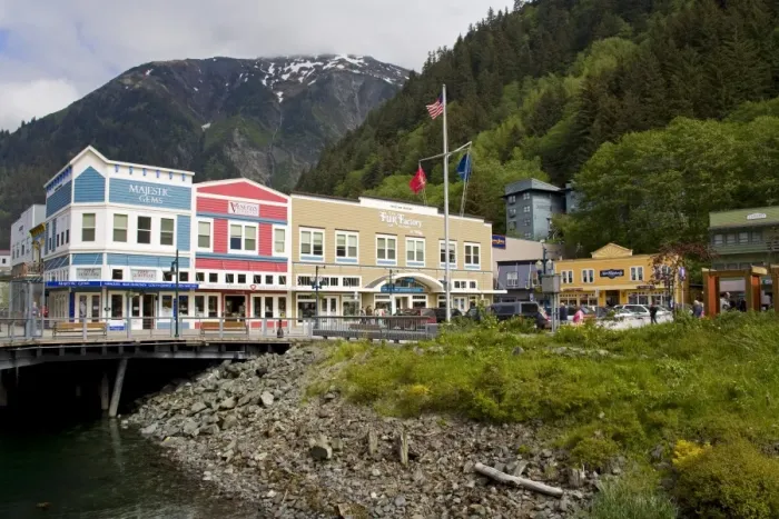 Framed Print : Stores on Peoples Wharf, Juneau, Southeast Alaska, United States of America Framed Print : Stores on Peoples Wharf, Juneau, Southeast Alaska, United States of America
