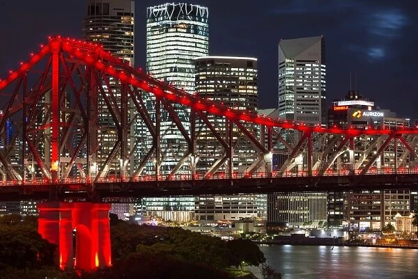 Storey Bridge at dusk, Brisbane, Queensland, Australia, Pacific
