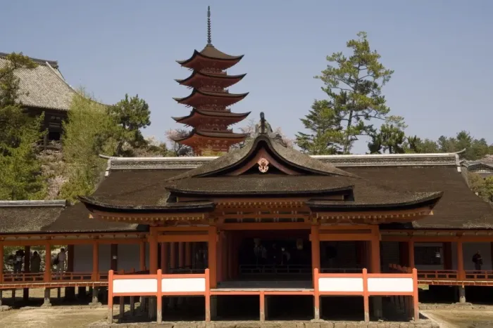 Framed Print : Five storey Pagoda, seen from Itsukushima shrine, Miyajima, Japan, Asia Framed Print : Five storey Pagoda, seen from Itsukushima shrine, Miyajima, Japan, Asia
