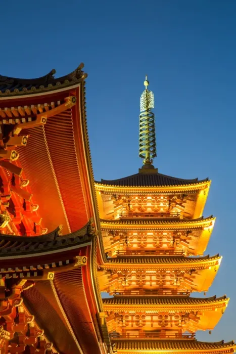 Framed Print : The Five Storey Pagoda at Sensi-ji Temple at night, Tokyo, Japan, Asia Framed Print : The Five Storey Pagoda at Sensi-ji Temple at night, Tokyo, Japan, Asia
