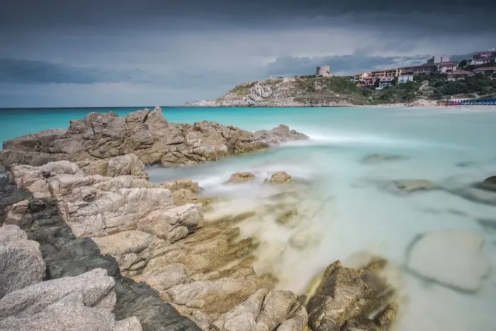 Framed Print : Storm clouds frame the village overlooking the turquoise sea, Santa Teresa di Gallura Framed Print : Storm clouds frame the village overlooking the turquoise sea, Santa Teresa di Gallura