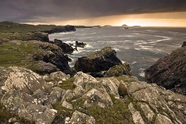 Stormy evening view along coastline near Carloway, Isle of Lewis, Outer Hebrides