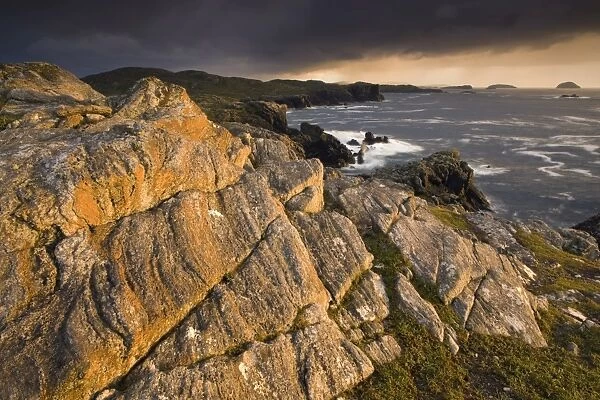 Stormy evening view along the rugged Atlantic coast near Carloway, Isle of Lewis