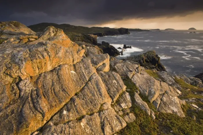 Framed Print : Stormy evening view along the rugged Atlantic coast near Carloway, Isle of Lewis Framed Print : Stormy evening view along the rugged Atlantic coast near Carloway, Isle of Lewis