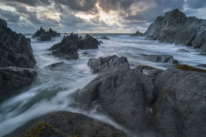 Framed Print : Stormy sunset over the dramatic North Devon coast, Devon, England, United Kingdom, Europe Framed Print : Stormy sunset over the dramatic North Devon coast, Devon, England, United Kingdom, Europe